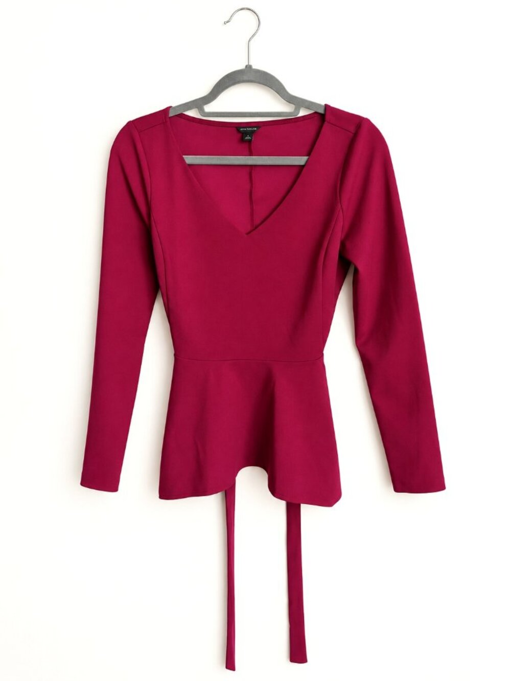 Ann Taylor S Berry Wrap Tie Long Sleeve Peplum Top